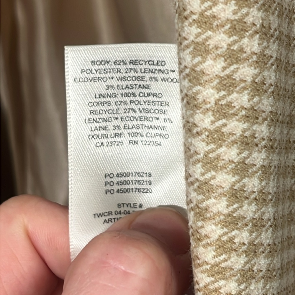 Aritzia Wilfred Sophia Houndstooth Oversized Blazer in beige - size small - Picture 11 of 12